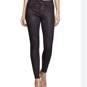 REISS Lux Metallic Ankle Skinny Jeans in Berry